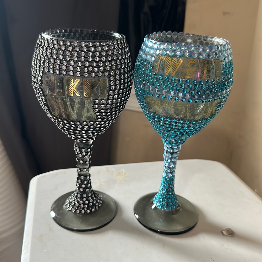 I am selling wine cups with there name on them